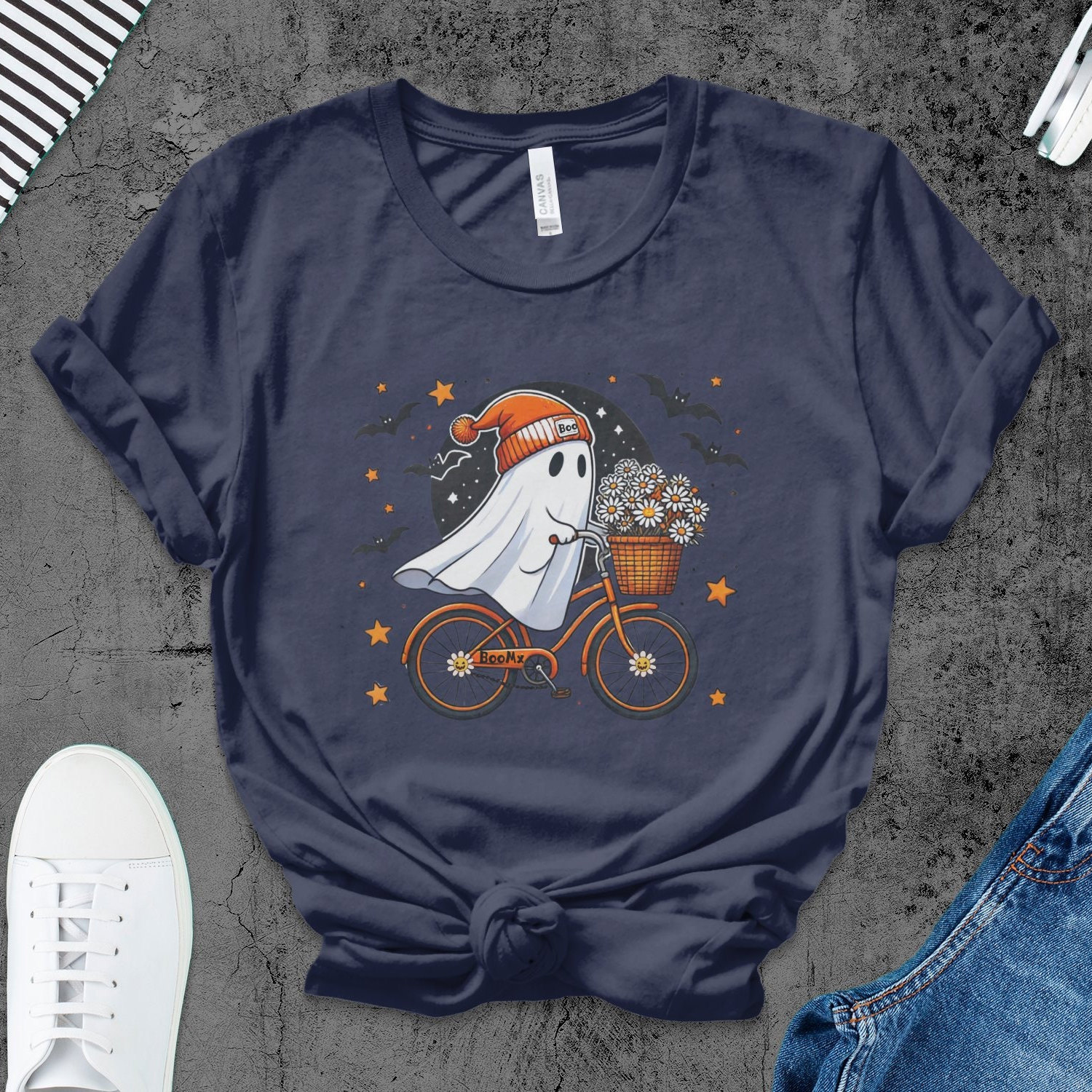 Women's Cute Halloween Ghost Shirt - Spooky Fall Retro Tee - Gift for Halloween Season image 7