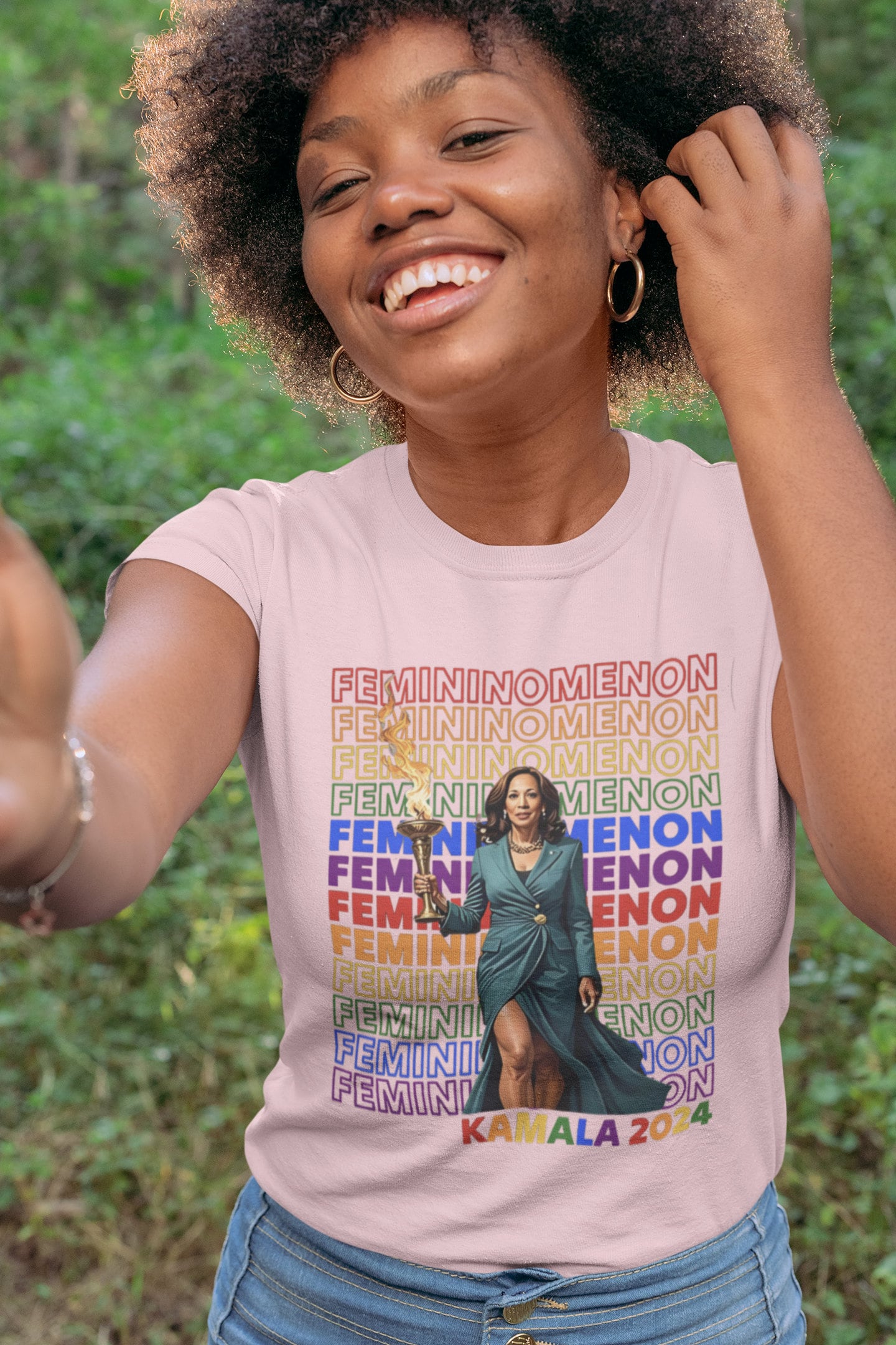 Kamala Rainbow Feminist Shirt | Femininomenon Kamala Shirt for Women | Kamala Girls Tee image 6