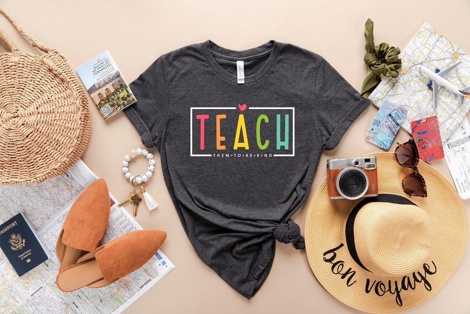 Teach Them To Be Kind Shirt - Back to School Teacher Gift - Teacher Appreciation Tee image 0