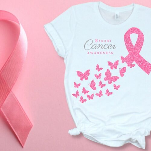 Breast Cancer Awareness Shirt | Pink Ribbon Hope Butterfly Tee | Women's Cancer Survivor T-Shirt image 0