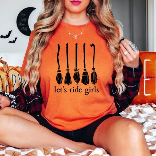 Let's Ride Girls Witches Halloween Shirt | Sanderson Sisters Shirt| Hocus Pocus Tee image 0