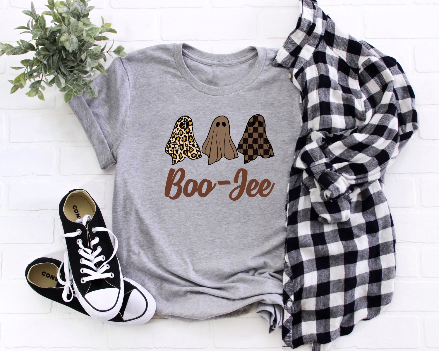 Retro Boo-Jee Ghost Shirt | Funny Halloween Pumpkin Tee | Cute Spooky Season Costume image 2