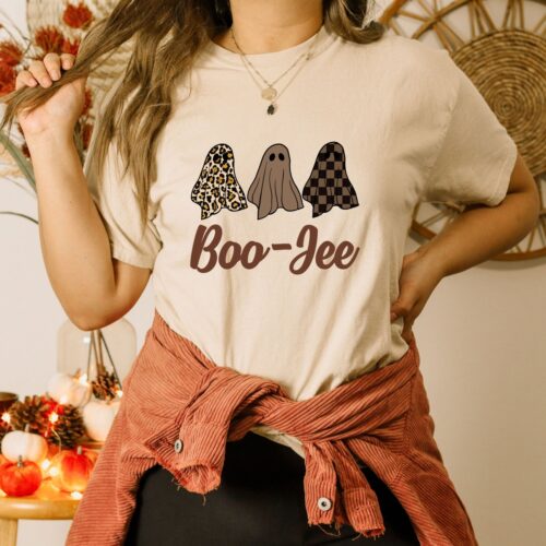 Retro Boo-Jee Ghost Shirt | Funny Halloween Pumpkin Tee | Cute Spooky Season Costume image 0