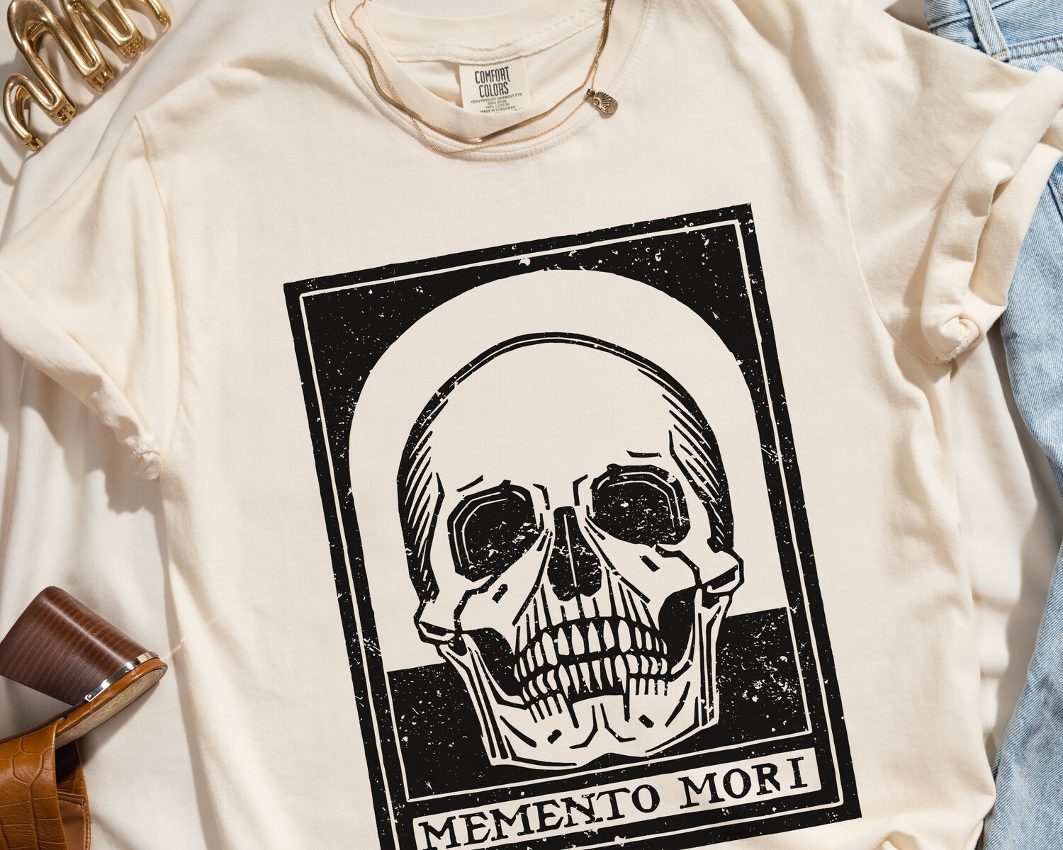 Halloween Skeleton Shirt - Goth Gift Memento Mori Skull Vintage Dark Academia T-Shirt image 1