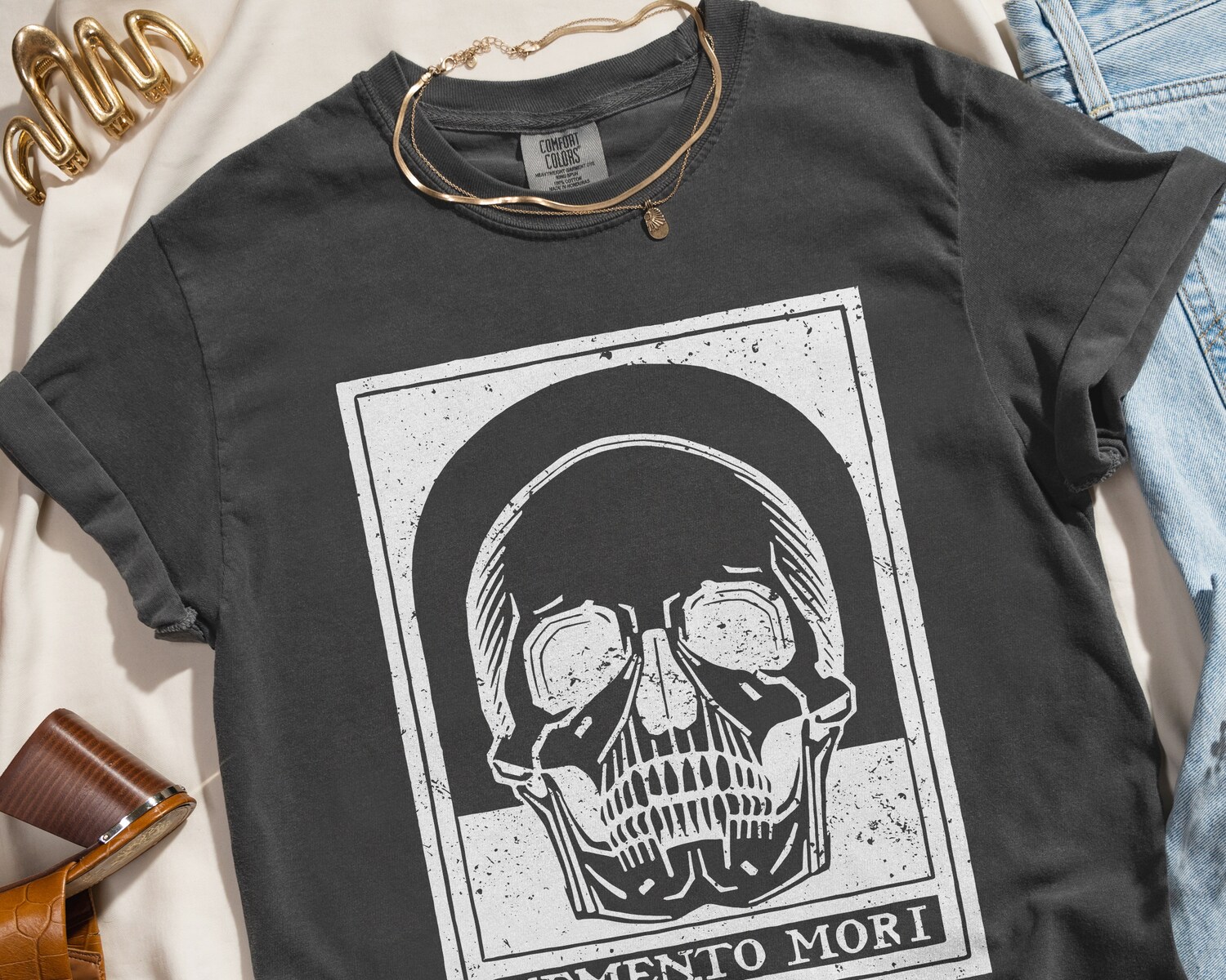 Halloween Skeleton Shirt - Goth Gift Memento Mori Skull Vintage Dark Academia T-Shirt image 3