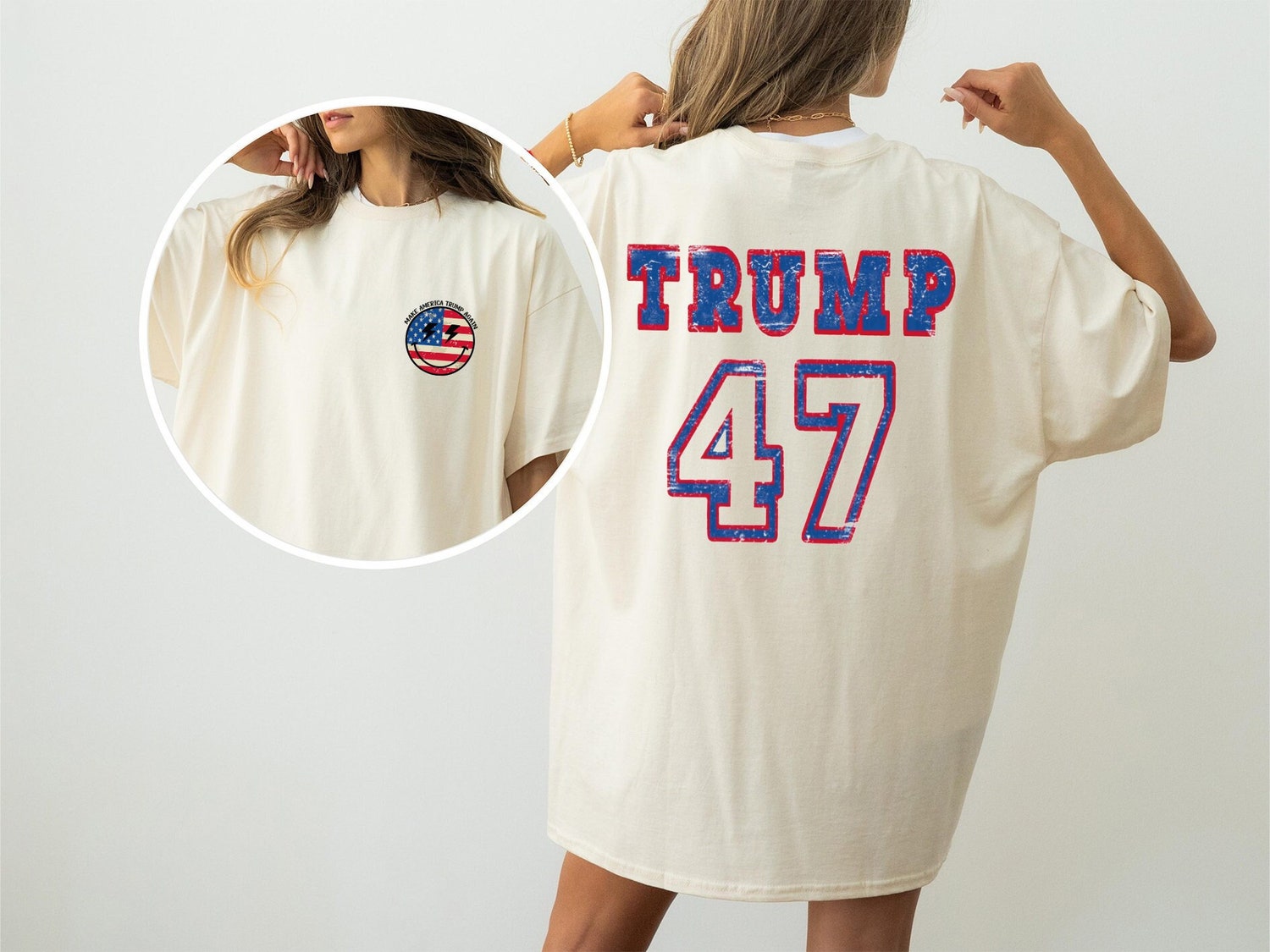 Donald Trump 45 47 Shirt - Smiley American Flag 2024 T-shirt - Republican Gift image 0