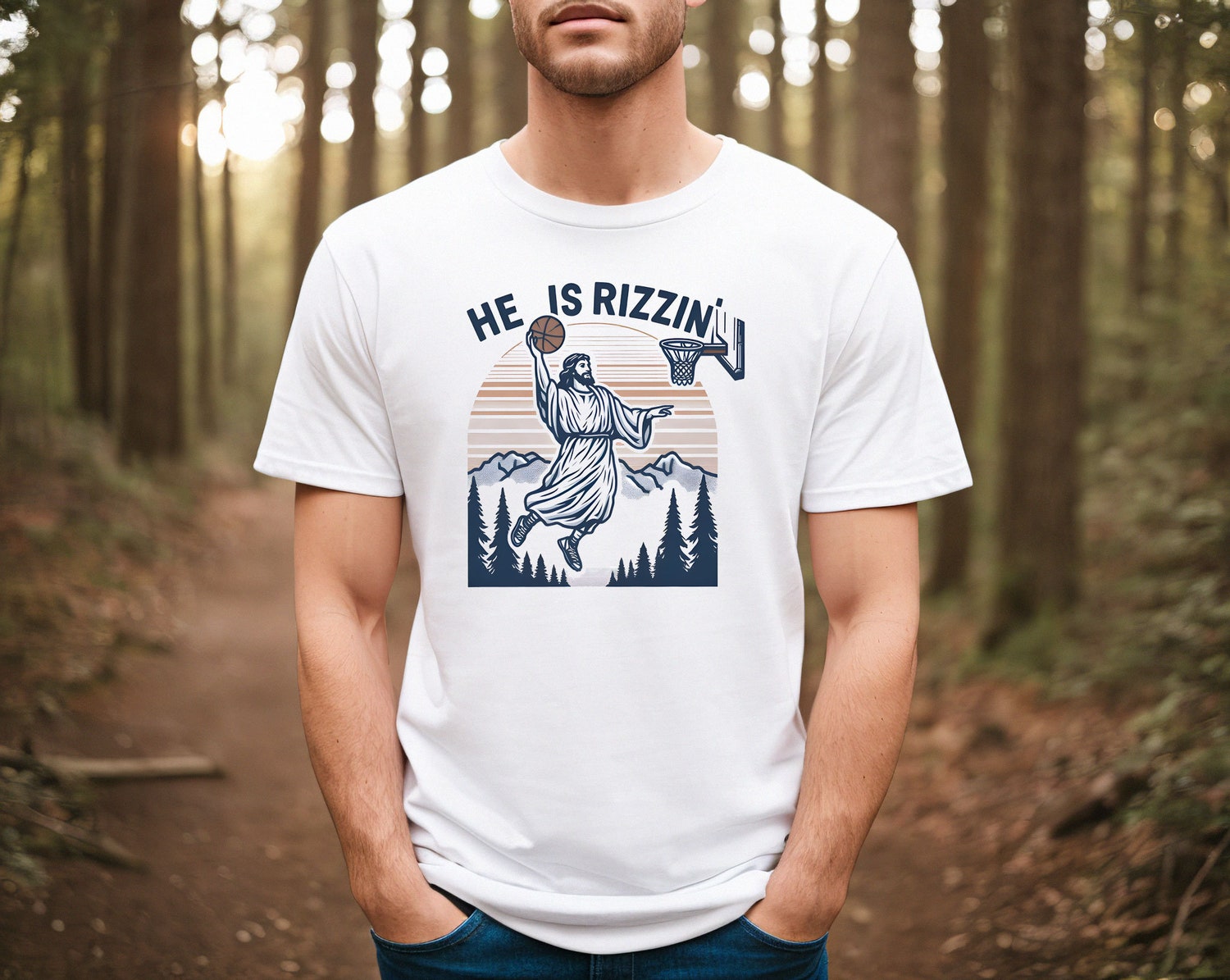 Funny Jesus Playing Basketball Shirt Retro Y2K Christian Faith Tee Humor Easter Gift Shirt image 0