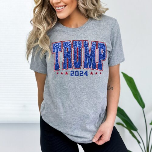 Trump 2024 Women's Shirt | Girly Trump Election Tee | Women for Trump Faux Glitter Design image 0