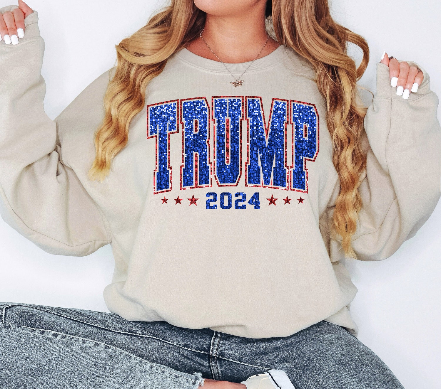 Trump 2024 Women's Shirt | Girly Trump Election Tee | Women for Trump Faux Glitter Design image 4