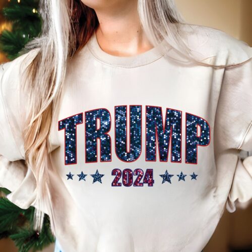 Trump 2024 Faux Glitter Shirt | Sparkly Trump 2024 Election | Republican Take America image 0