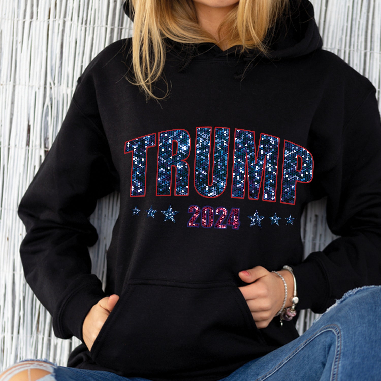 Trump 2024 Faux Glitter Shirt | Sparkly Trump 2024 Election | Republican Take America image 1