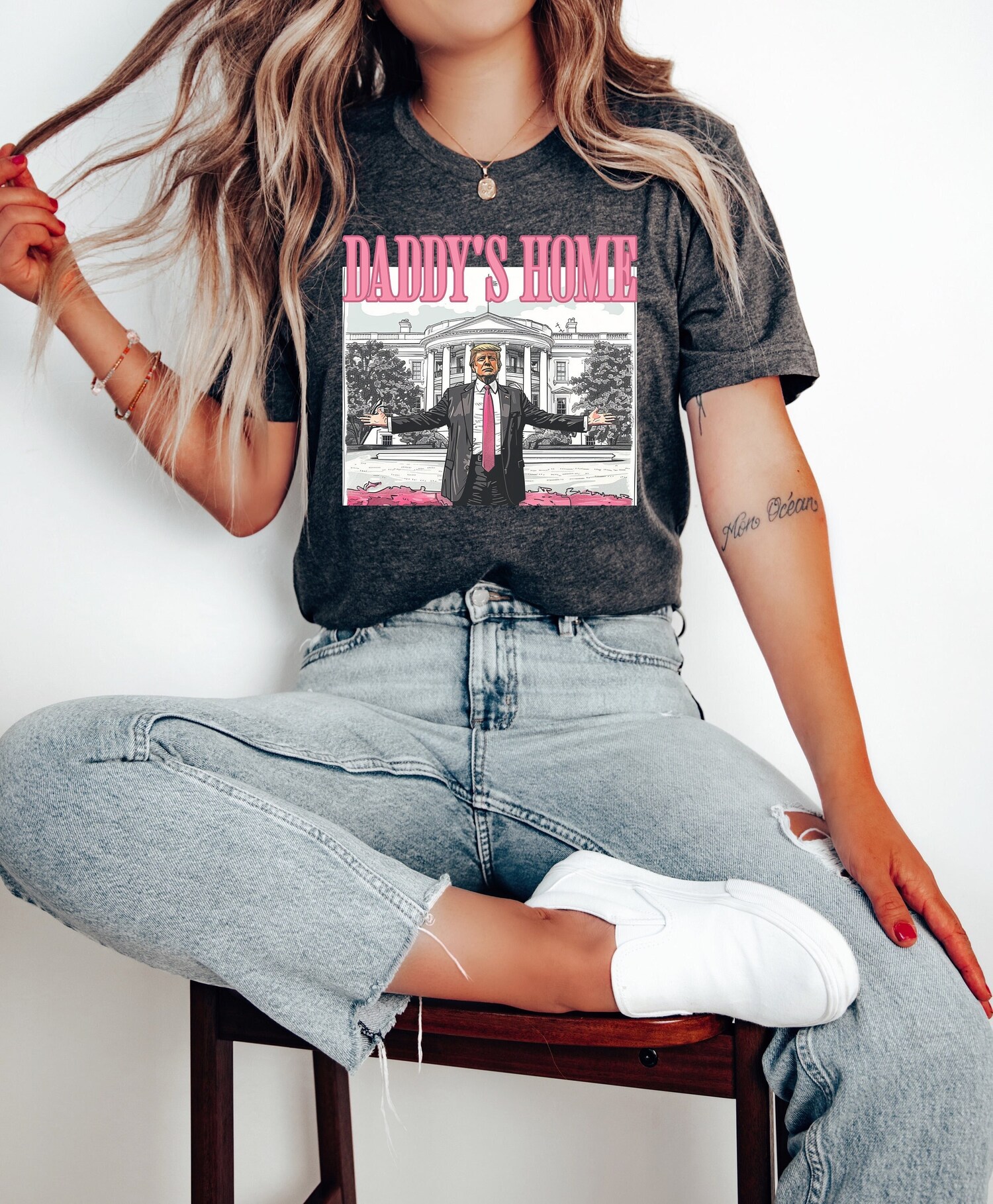 Daddy's Home Trump 2024 Shirt - Funny Republican Political Sweatshirt - Election Gift image 0
