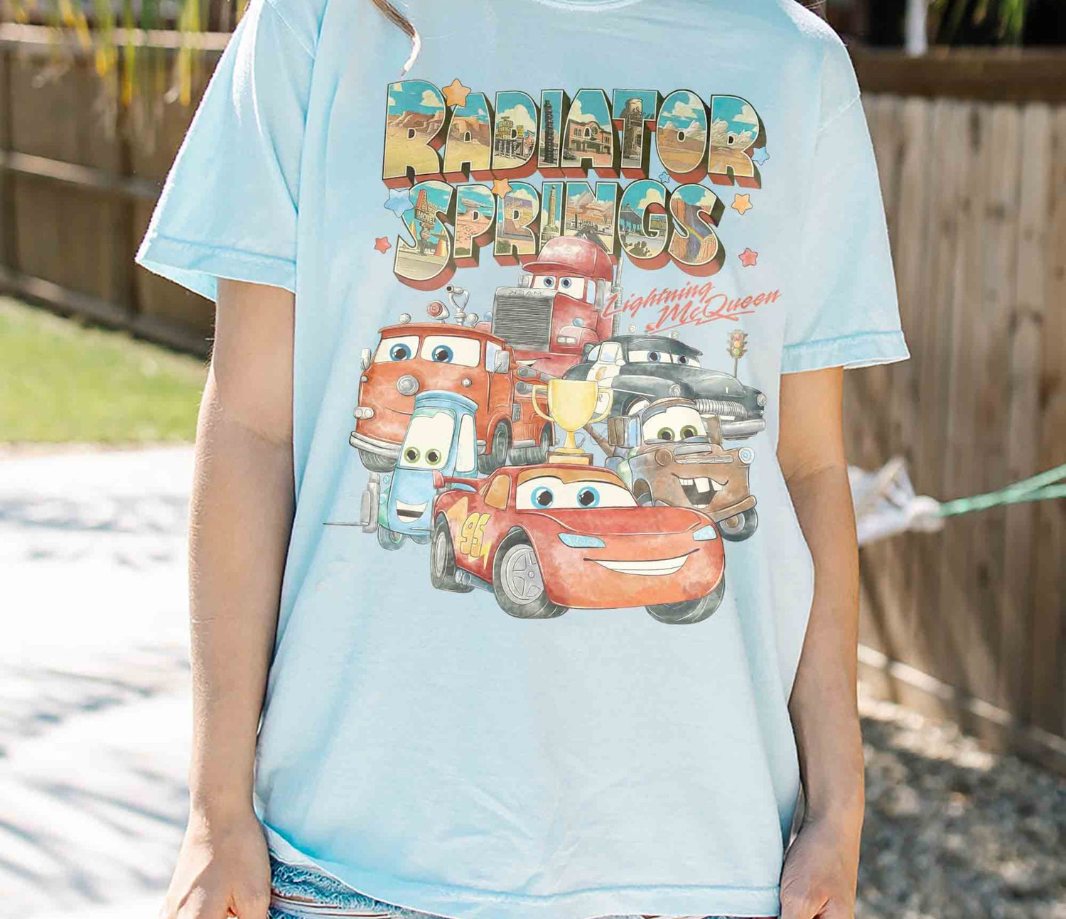 Retro Radiator Springs Cars Movie Shirt | Lightning McQueen Tee | Family Trip Shirt image 3