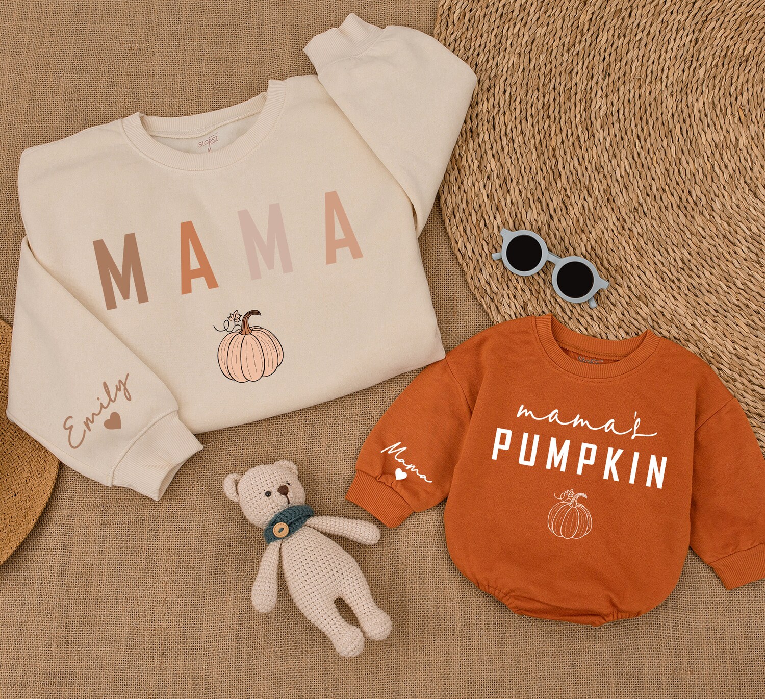 Matching Mommy and Me Fall Sweatshirts Mama and Mamas Pumpkin Sweaters Thanksgiving Outfit image 3