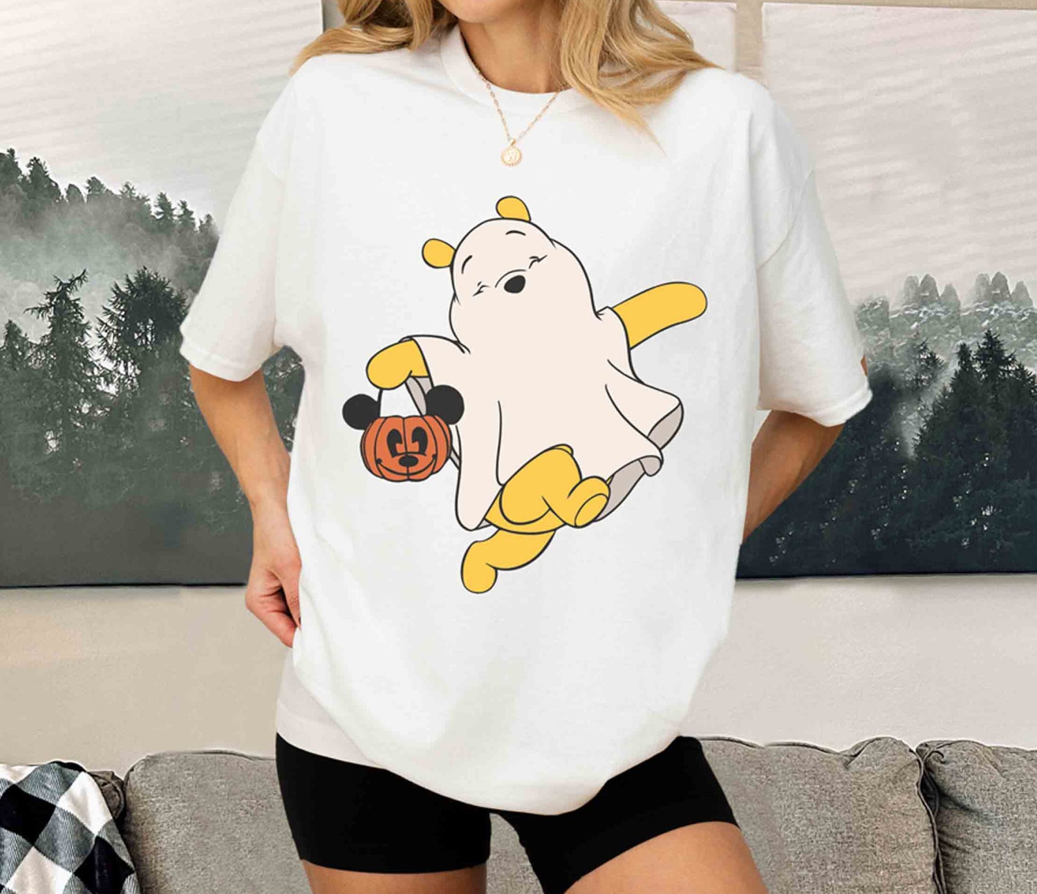 Retro Pooh Ghost Halloween Shirt Spooky Season Tee Mickey's Not So Scary Halloween Shirt image 1