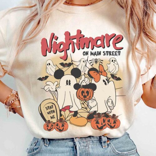 Retro Mickey Minnie Halloween Shirt Mickey's Not So Scary Party Nightmare on Main Street Ghost Shirt image 0