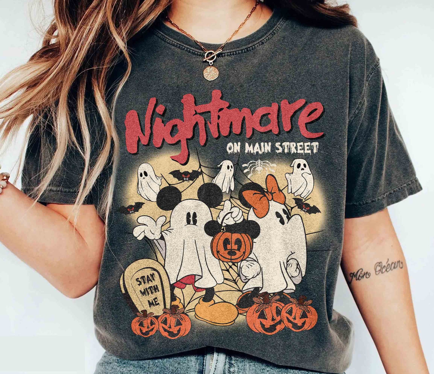 Retro Mickey Minnie Halloween Shirt Mickey's Not So Scary Party Nightmare on Main Street Ghost Shirt image 3