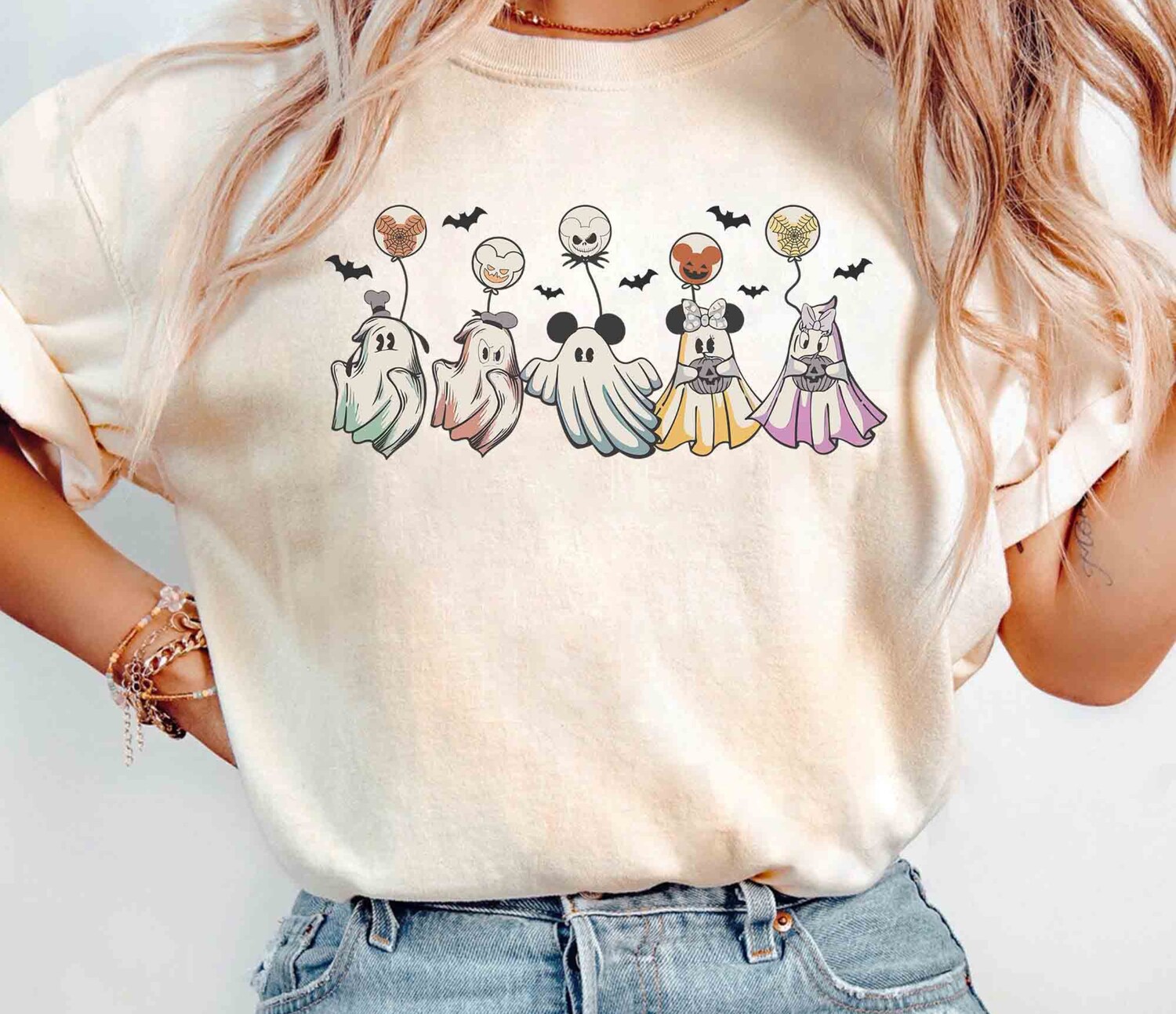 Retro Mickey and Friends Halloween Shirt | Ghost Tee | Mickey Not So Scary Party Shirt image 3