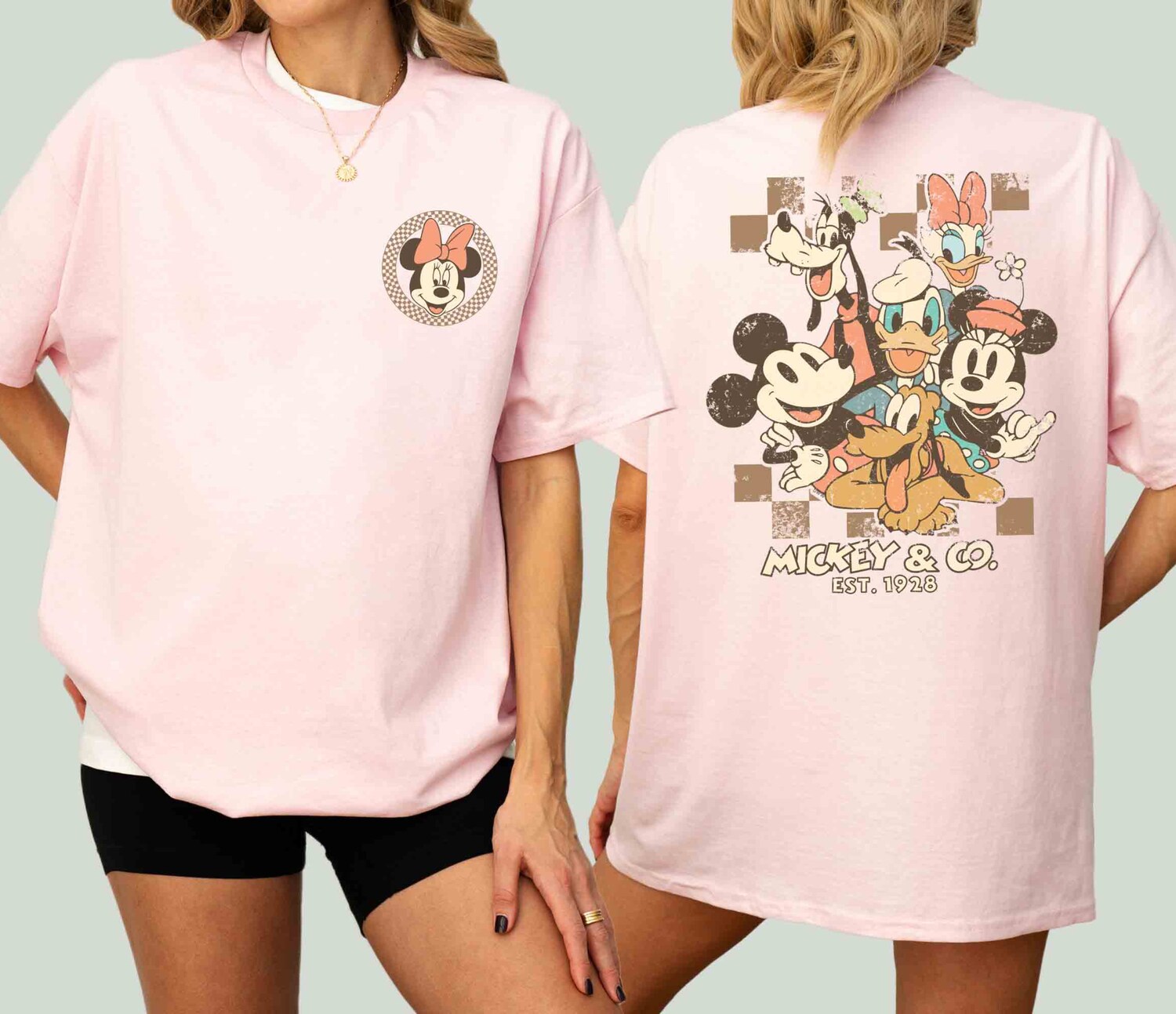 Retro Checkered Mickey & Friends Shirt Personalized Family Trip Tee image 5