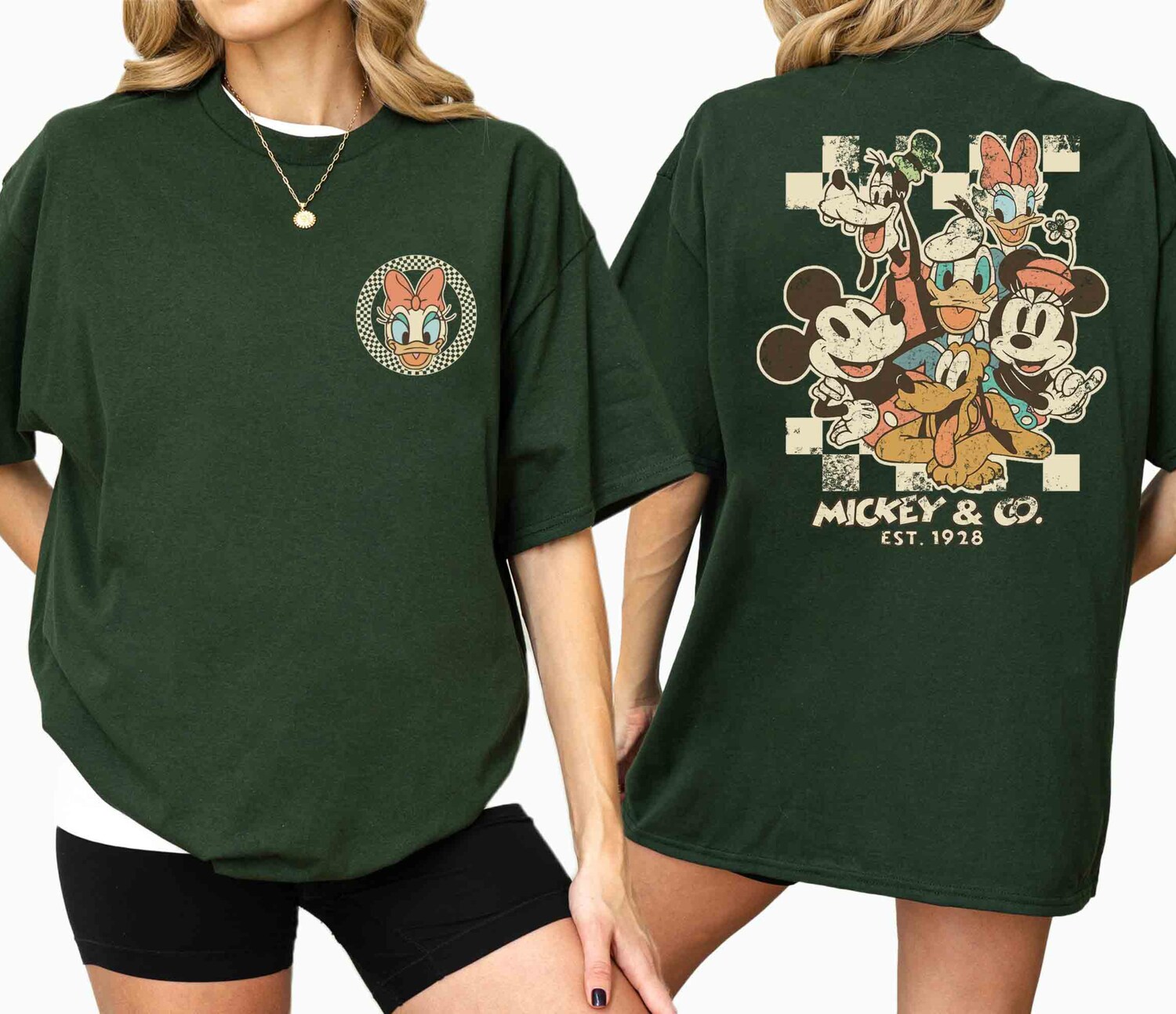 Retro Checkered Mickey & Friends Shirt Personalized Family Trip Tee image 3