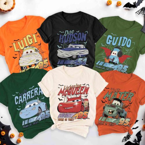 Retro Cars Movie Characters Halloween Shirt - Halloween Party Shirt for Halloween Trip image 0