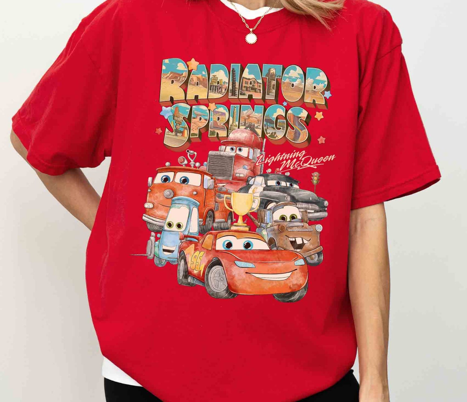 Retro Radiator Springs Cars Movie Shirt | Lightning McQueen Tee | Family Trip Shirt image 2