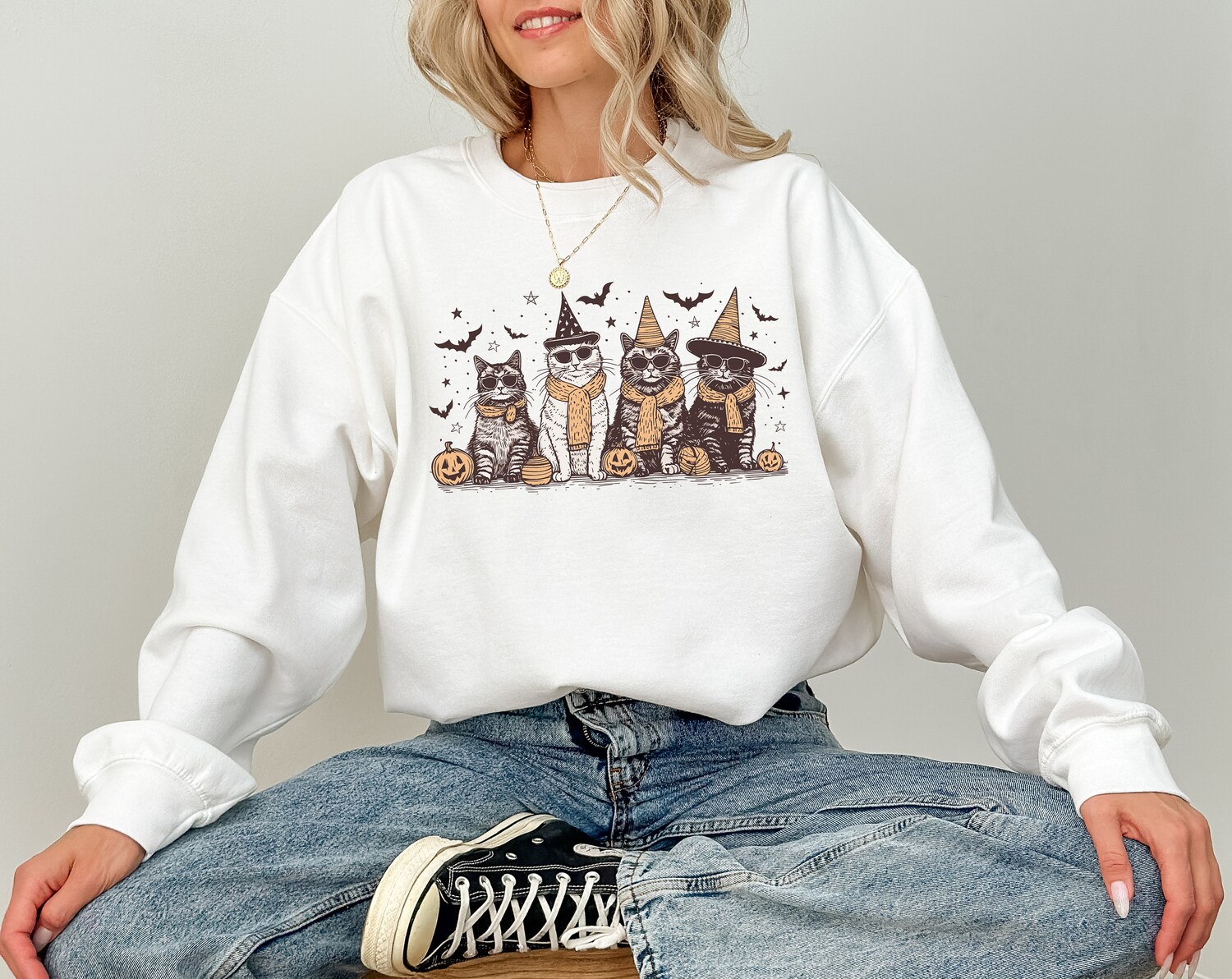 Cat Halloween Sweatshirt | Halloween Gifts for Her | Cute Cat Mom Sweatshirt | Gift for Daughter image 3