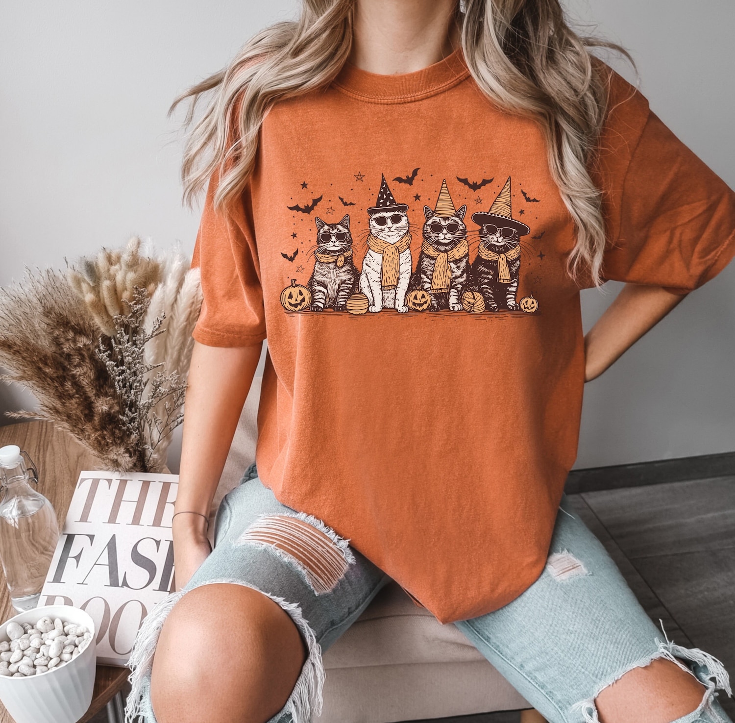 Funny Halloween Cats T-Shirt - Cool Halloween Shirt - Perfect Gift for Her or Daughter image 0