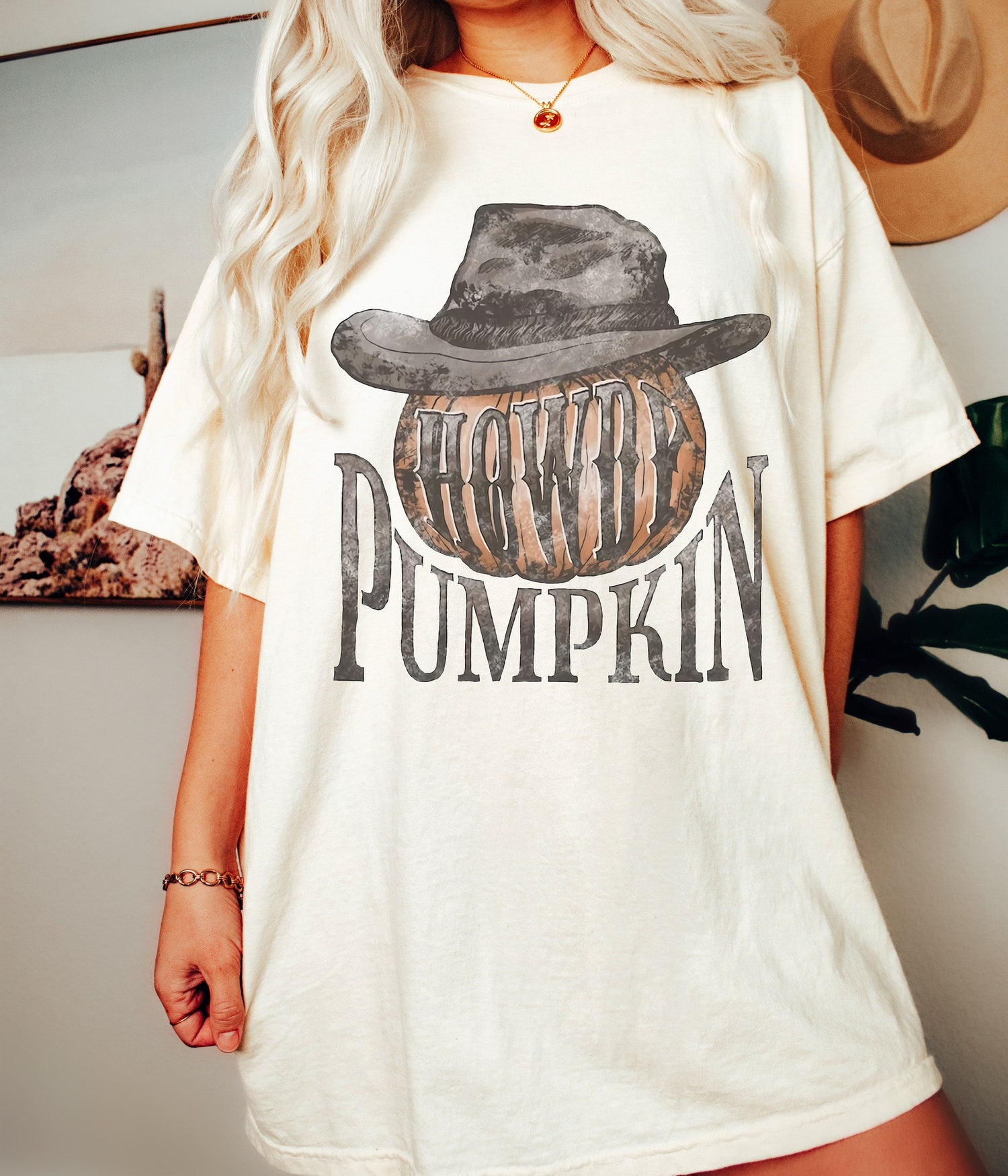 Western Fall Shirt Howdy Pumpkin Halloween Comfort Colors Western Cowboy Tee Vintage image 0