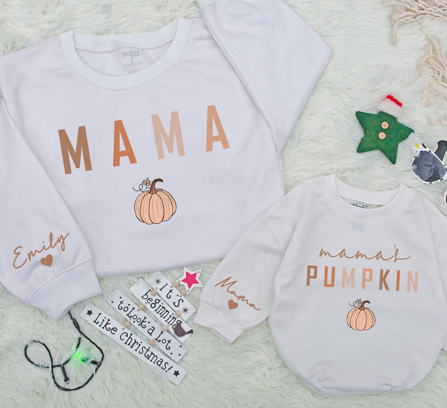 Matching Mommy and Me Fall Sweatshirts Mama and Mamas Pumpkin Sweaters Thanksgiving Outfit image 4