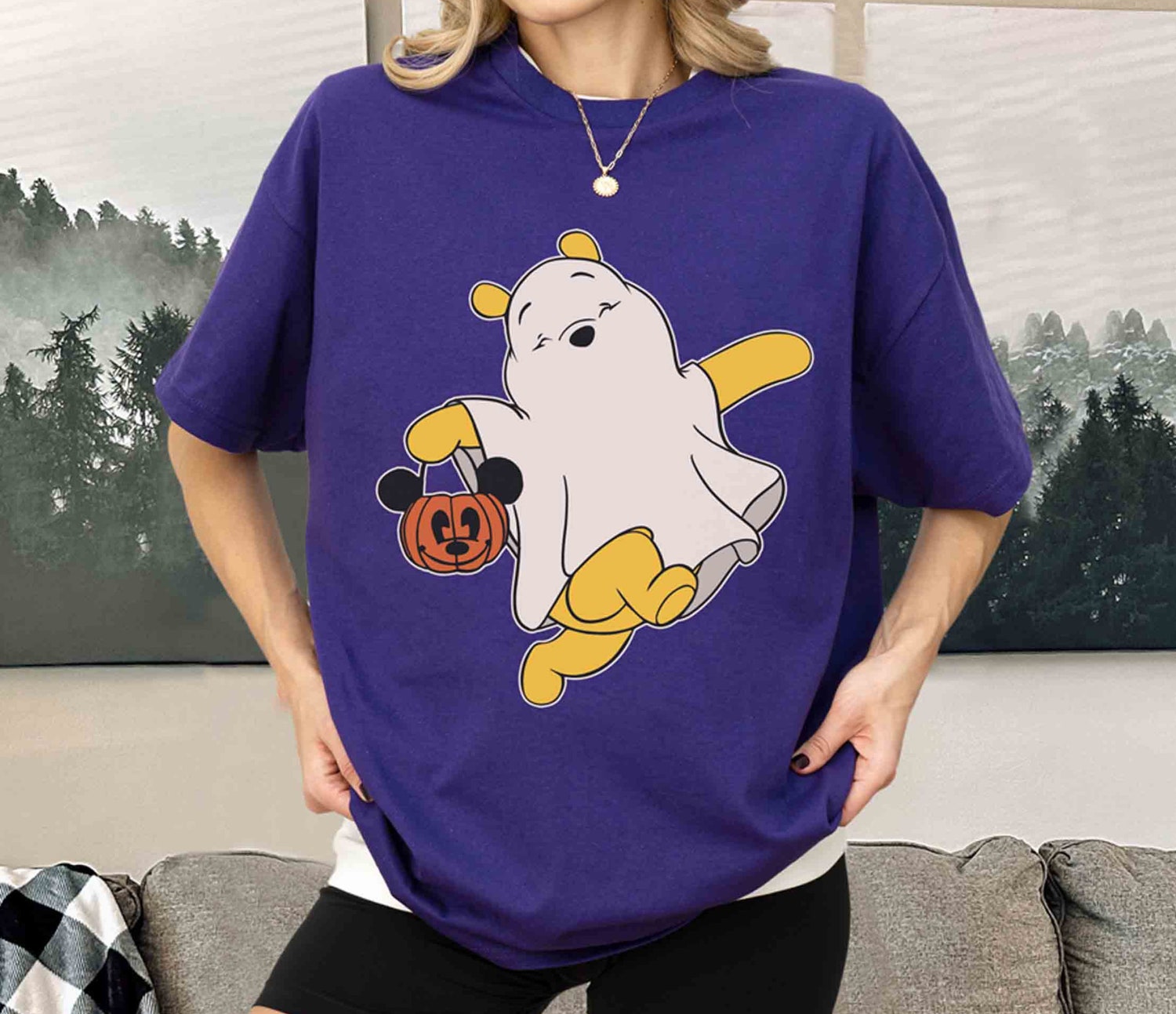 Retro Pooh Ghost Halloween Shirt Spooky Season Tee Mickey's Not So Scary Halloween Shirt image 4