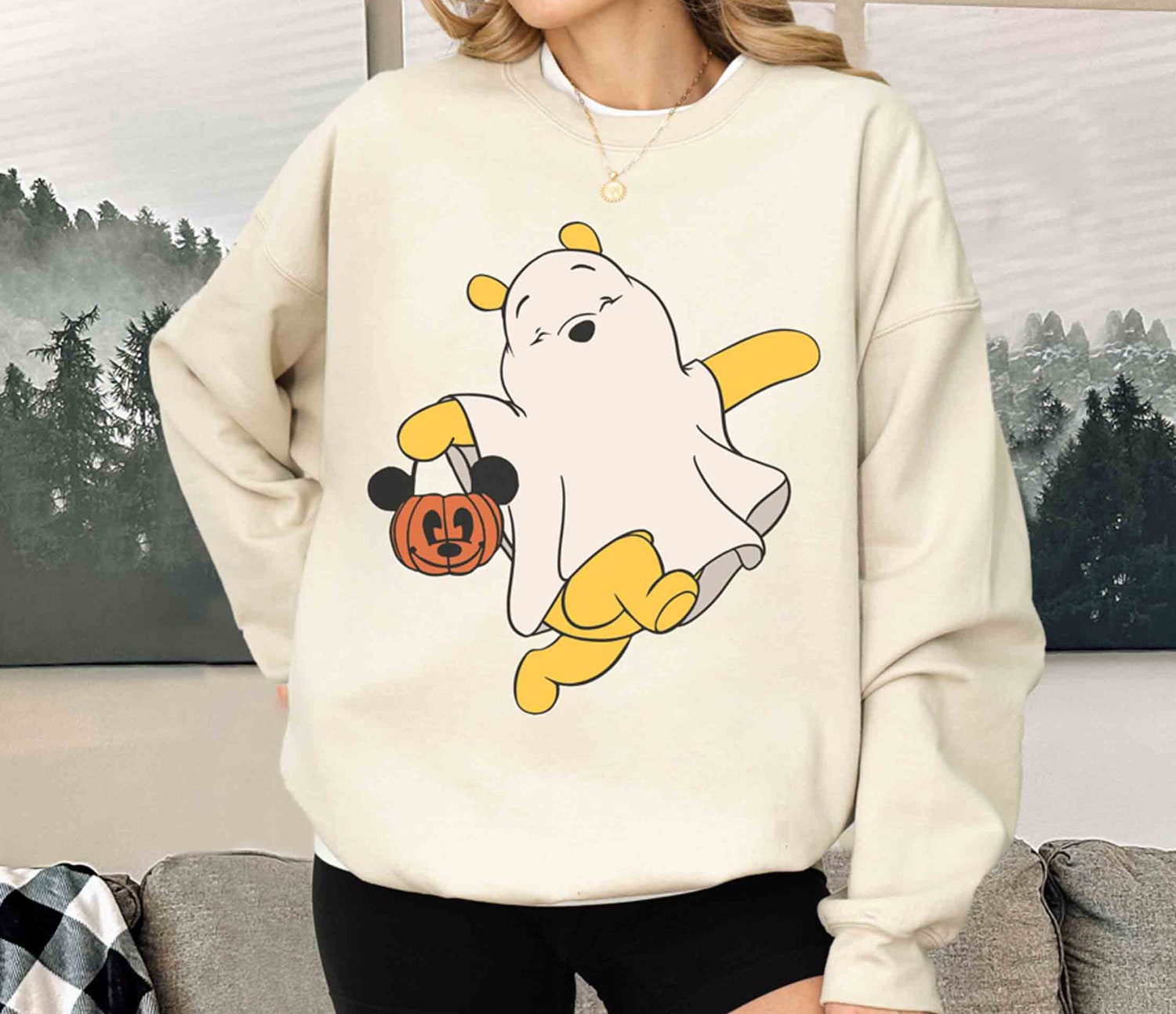 Retro Pooh Ghost Halloween Shirt Spooky Season Tee Mickey's Not So Scary Halloween Shirt image 3