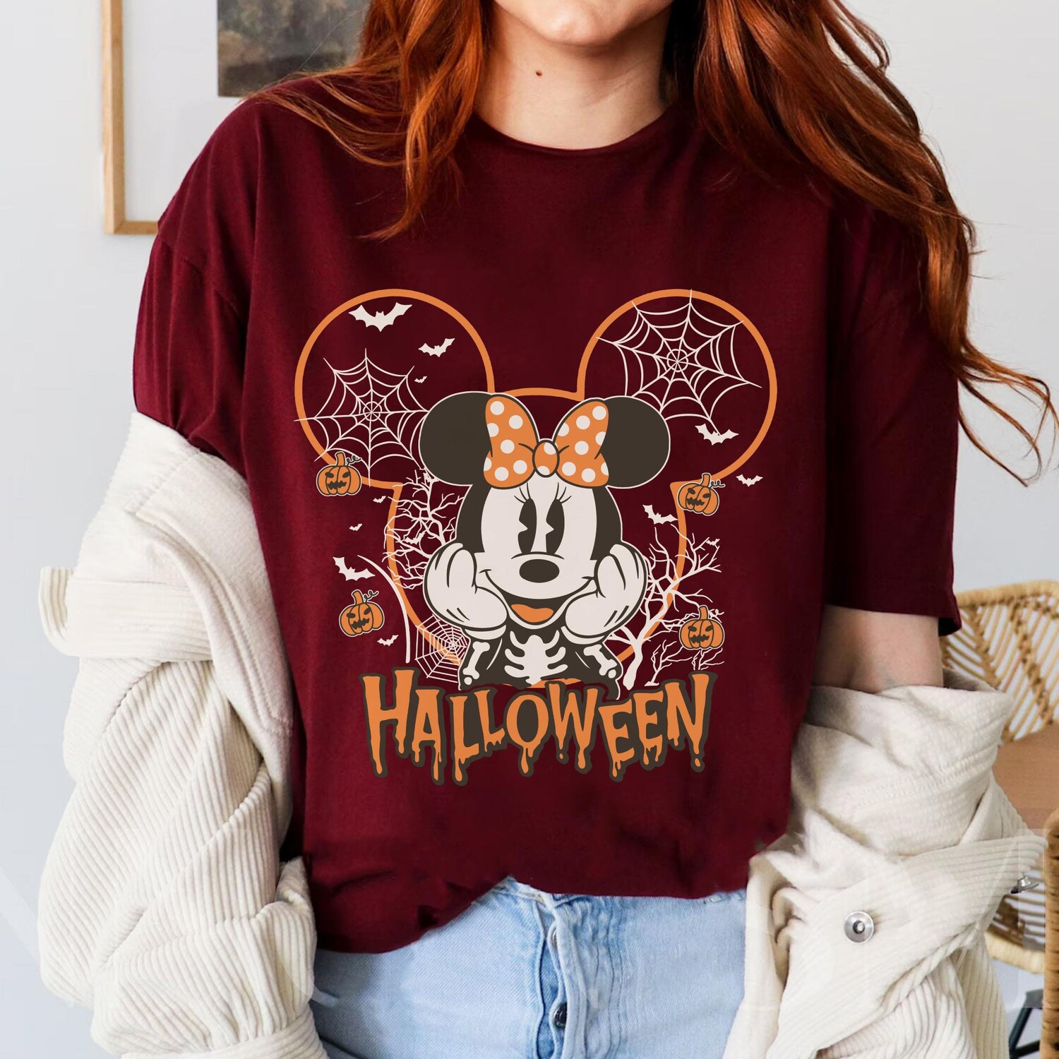 Vintage Halloween Minnie Mouse Skeleton Shirt Mickey's Not So Scary Party Family Trip image 3