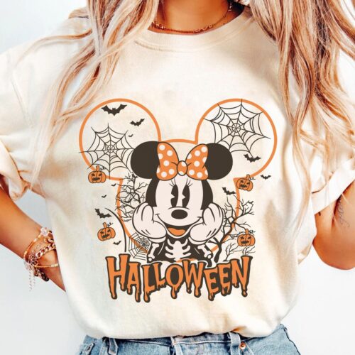 Vintage Halloween Minnie Mouse Skeleton Shirt Mickey's Not So Scary Party Family Trip image 0