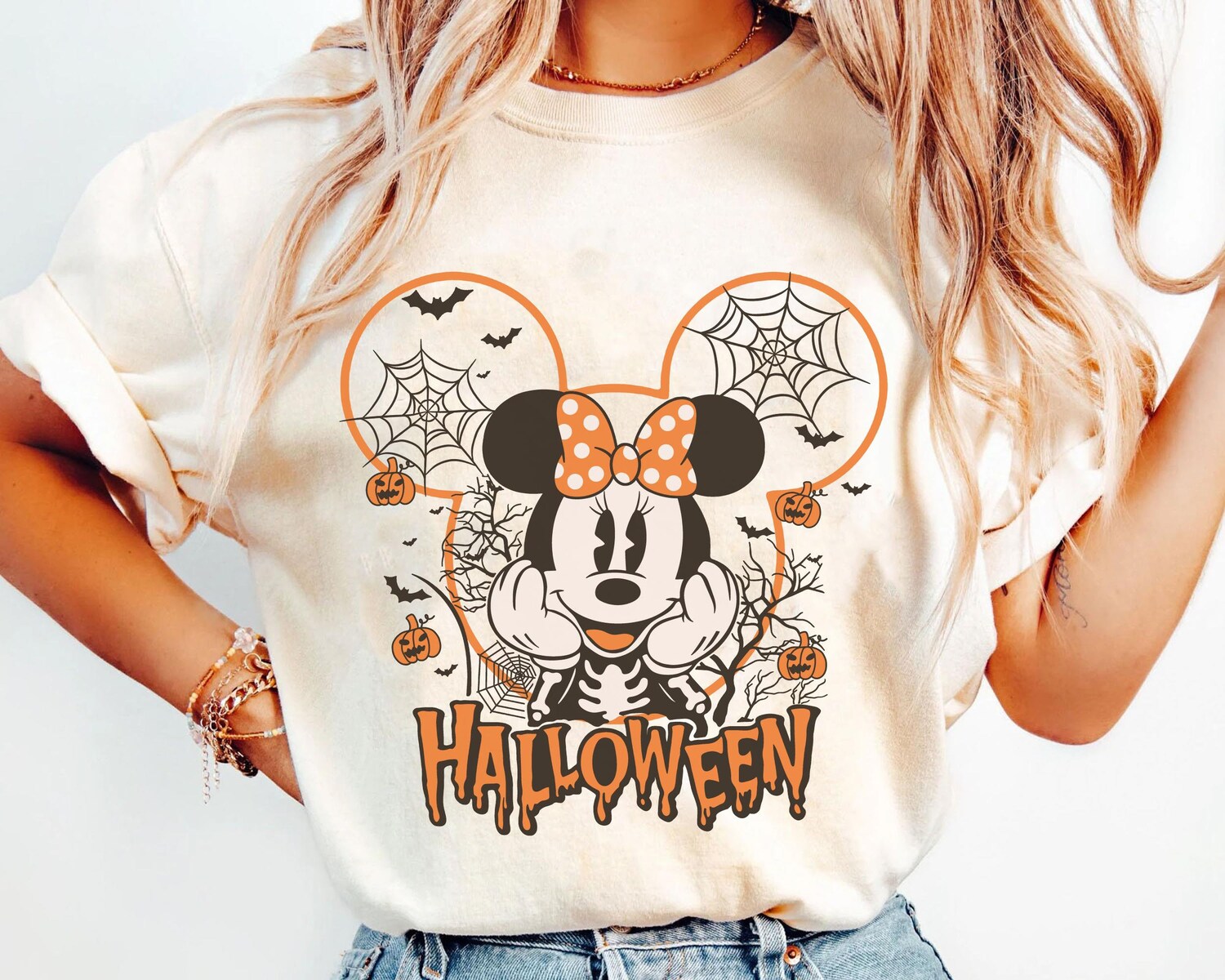 Vintage Halloween Minnie Mouse Skeleton Shirt Mickey's Not So Scary Party Family Trip image 0