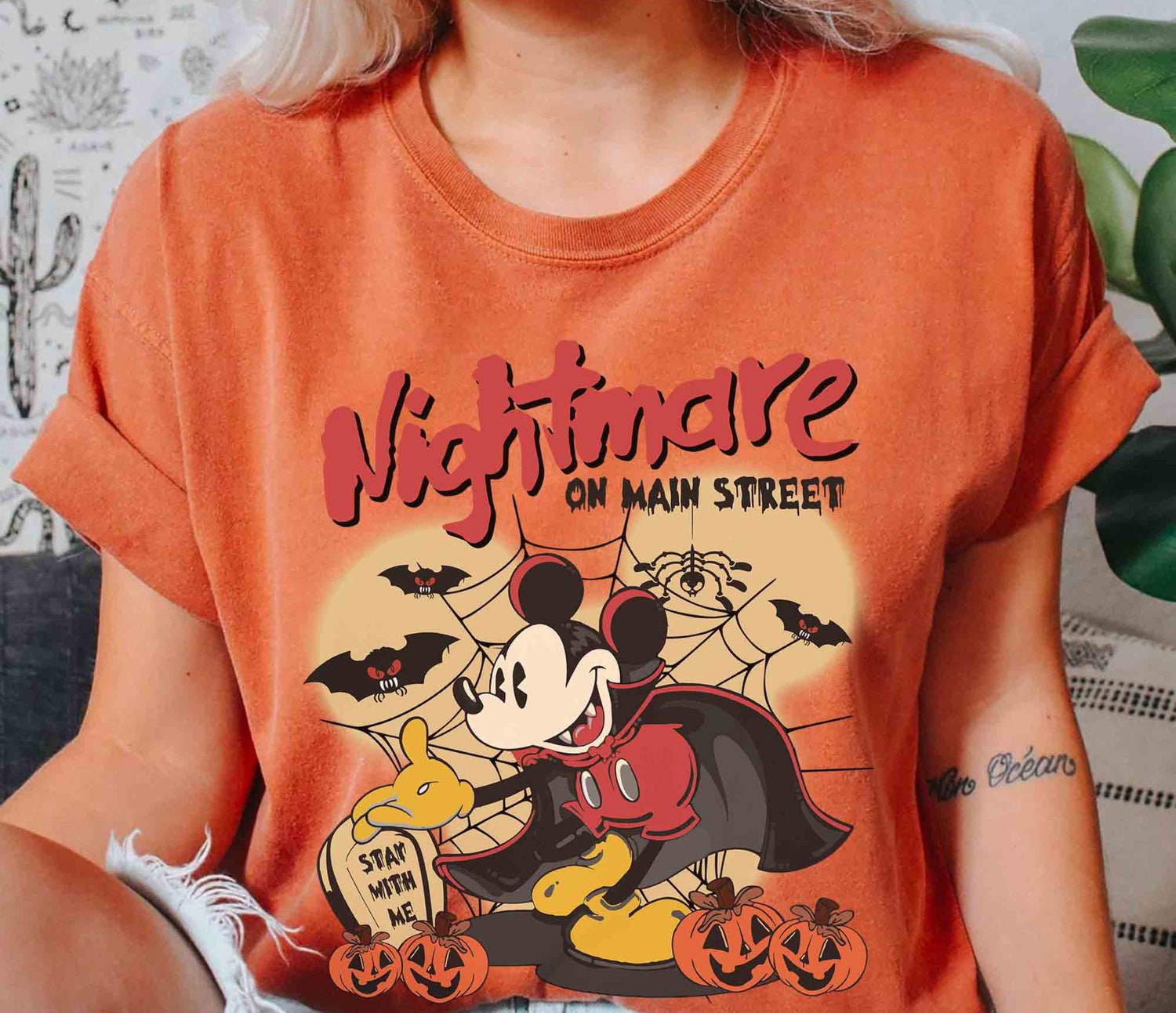 Vintage Mickey Halloween Shirt | Nightmare on Main Street | Pumpkin Tee image 2