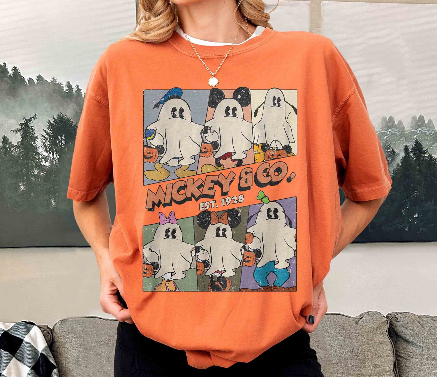 Retro Mickey & Co Halloween Shirt Mickey Ghost Tee Mickey's Not So Scary Party Shirt image 1