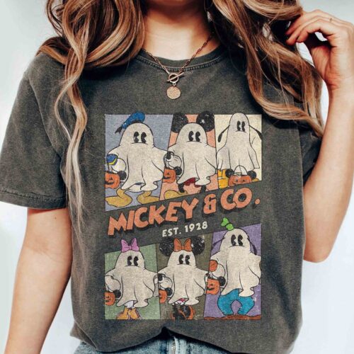 Retro Mickey & Co Halloween Shirt Mickey Ghost Tee Mickey's Not So Scary Party Shirt image 0