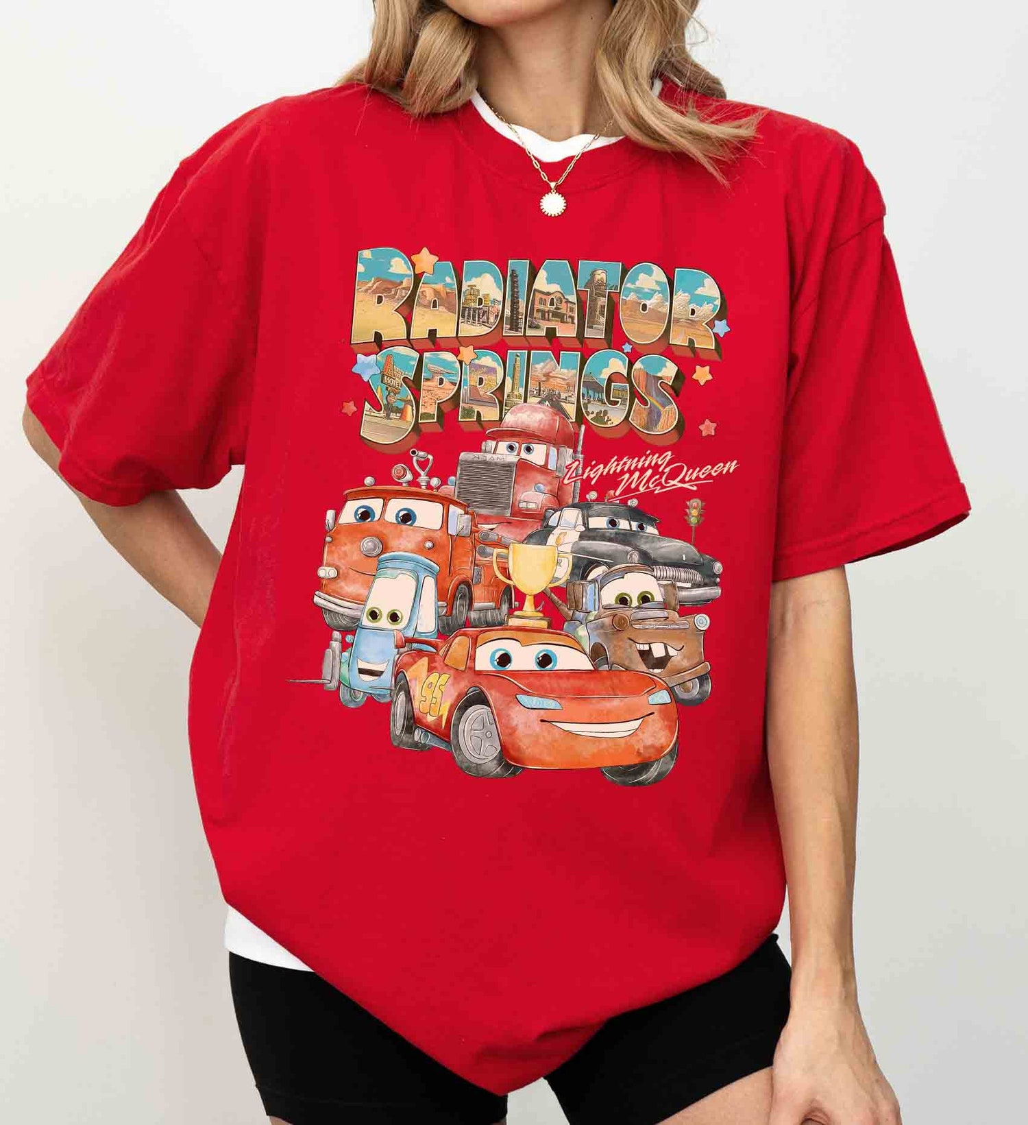 Retro Radiator Springs Cars Movie Shirt | Lightning McQueen Disney Family Trip Tee image 3