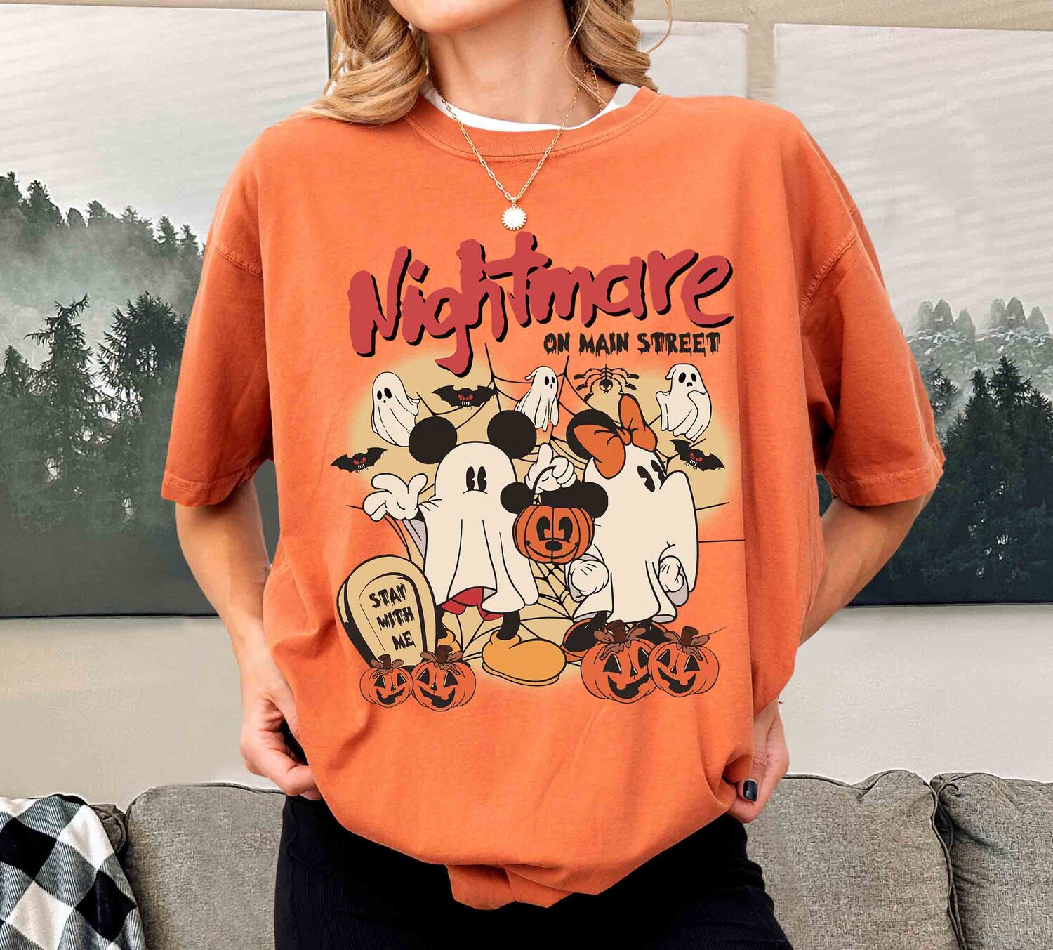 Retro Mickey Minnie Halloween Shirt Mickey's Not So Scary Party Nightmare On Main Street Tee image 2