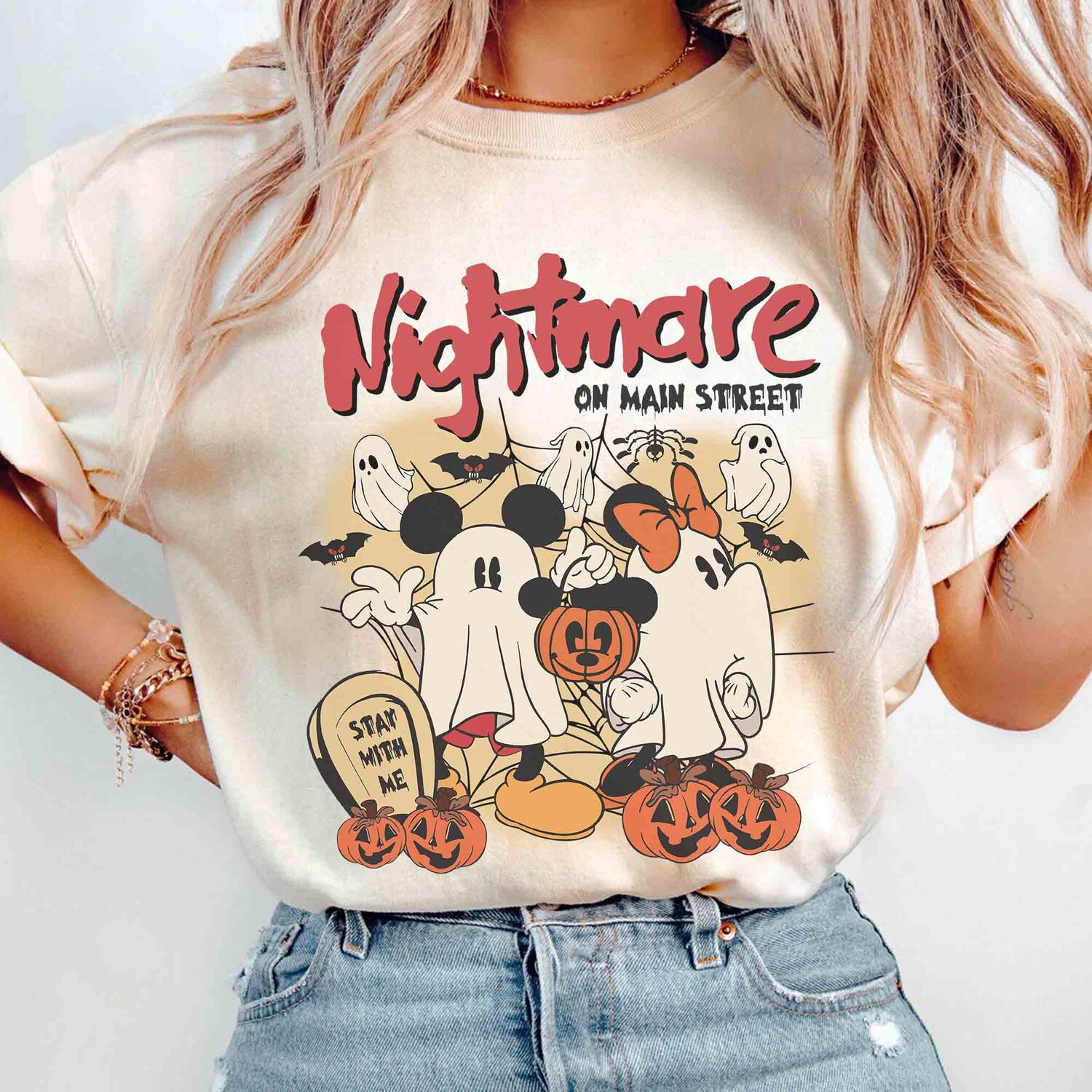 Retro Mickey Minnie Halloween Shirt Mickey's Not So Scary Party Nightmare On Main Street Tee image 1