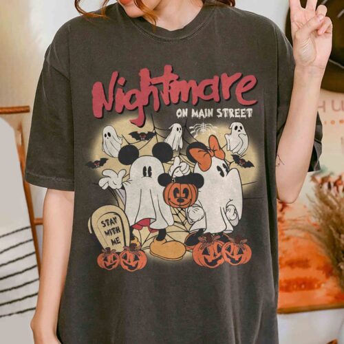 Retro Mickey Minnie Halloween Shirt Mickey's Not So Scary Party Nightmare On Main Street Tee image 0