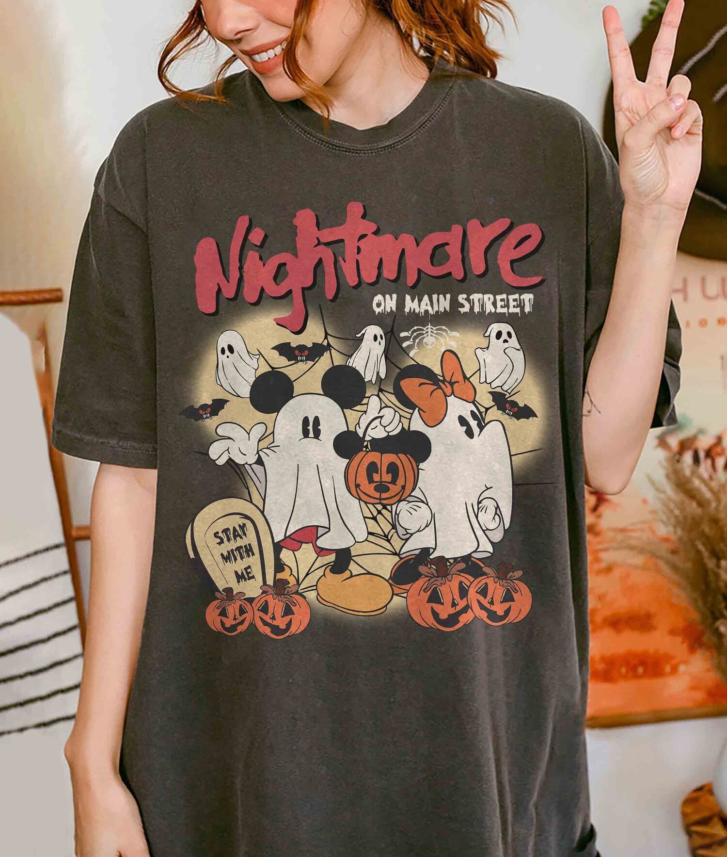 Retro Mickey Minnie Halloween Shirt Mickey's Not So Scary Party Nightmare On Main Street Tee image 0