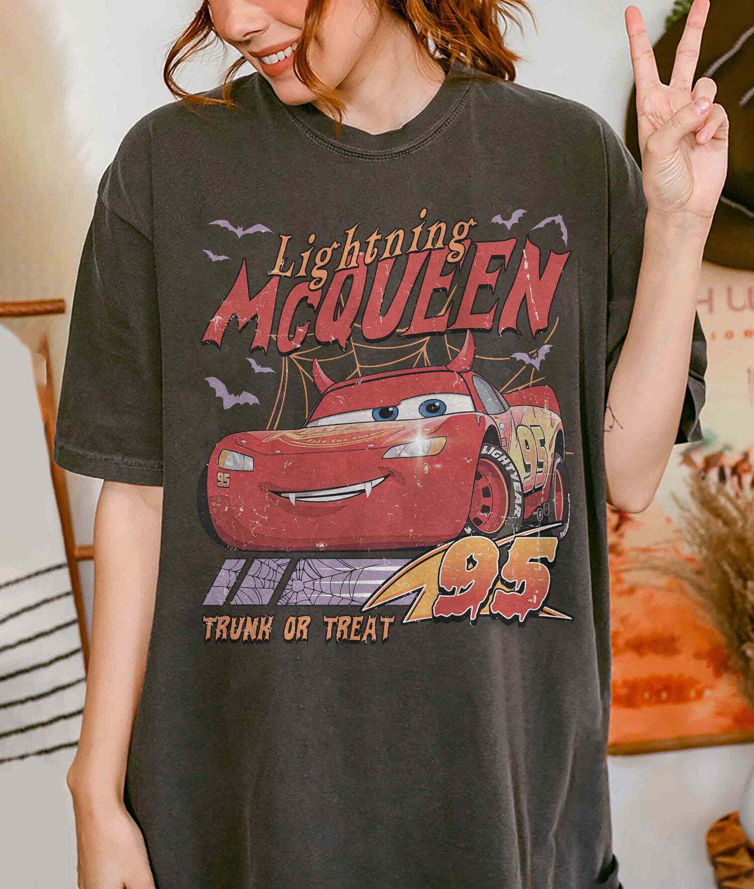 Retro Cars Movie Characters Disney Halloween Shirt Halloween Party Tee Disney Trip Shirt image 1