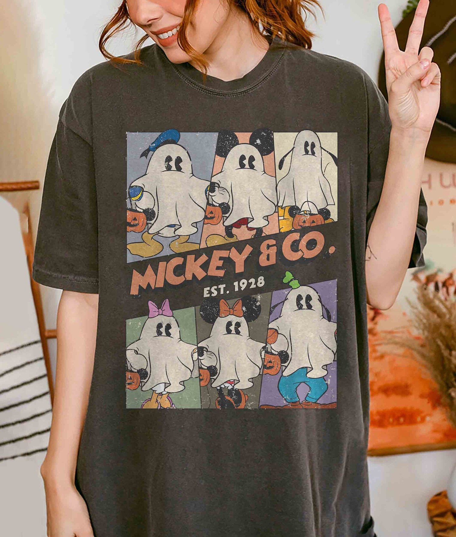 Retro Mickey & Co Halloween Shirt | Mickey Ghost Shirt | Mickey's Not So Scary Halloween Party Tee image 0