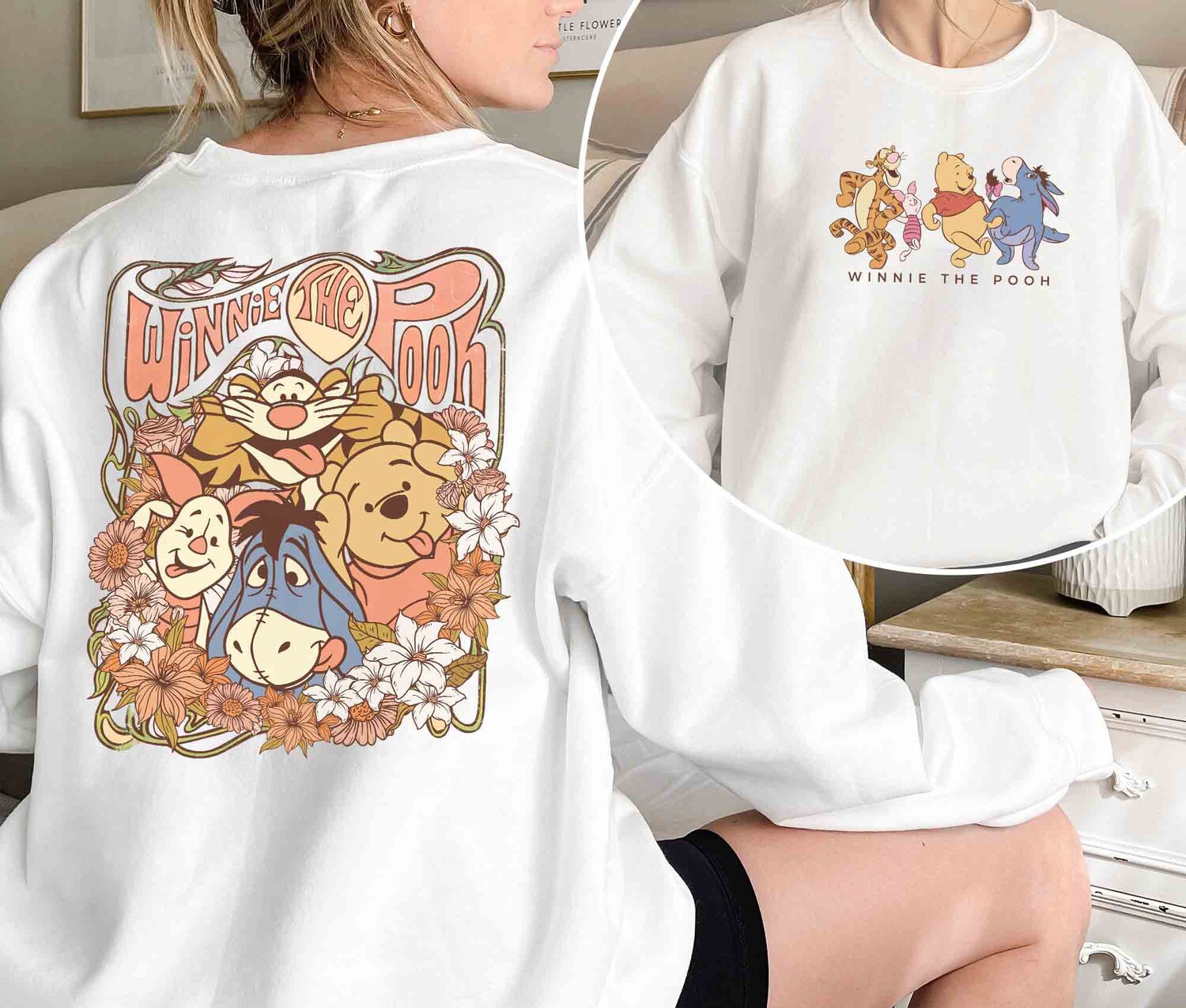 Retro Winnie The Pooh Shirt | Pooh and Friends Disney T-Shirt | Winnie The Pooh Bear Sweatshirt image 3