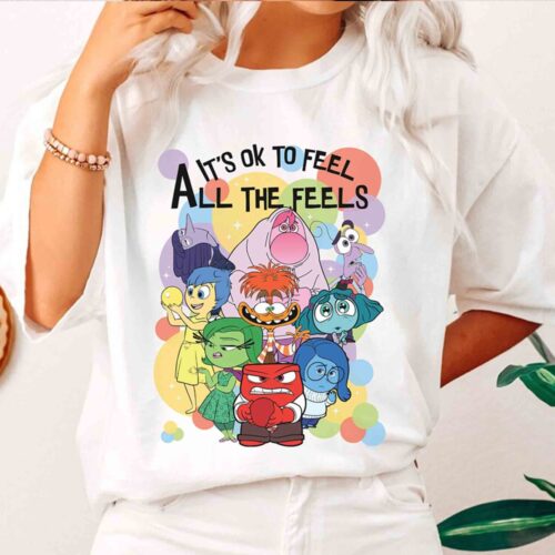 Inside Out It's Okay to Feel All The Feels Shirt Mental Health Awareness Family Trip Tee image 0