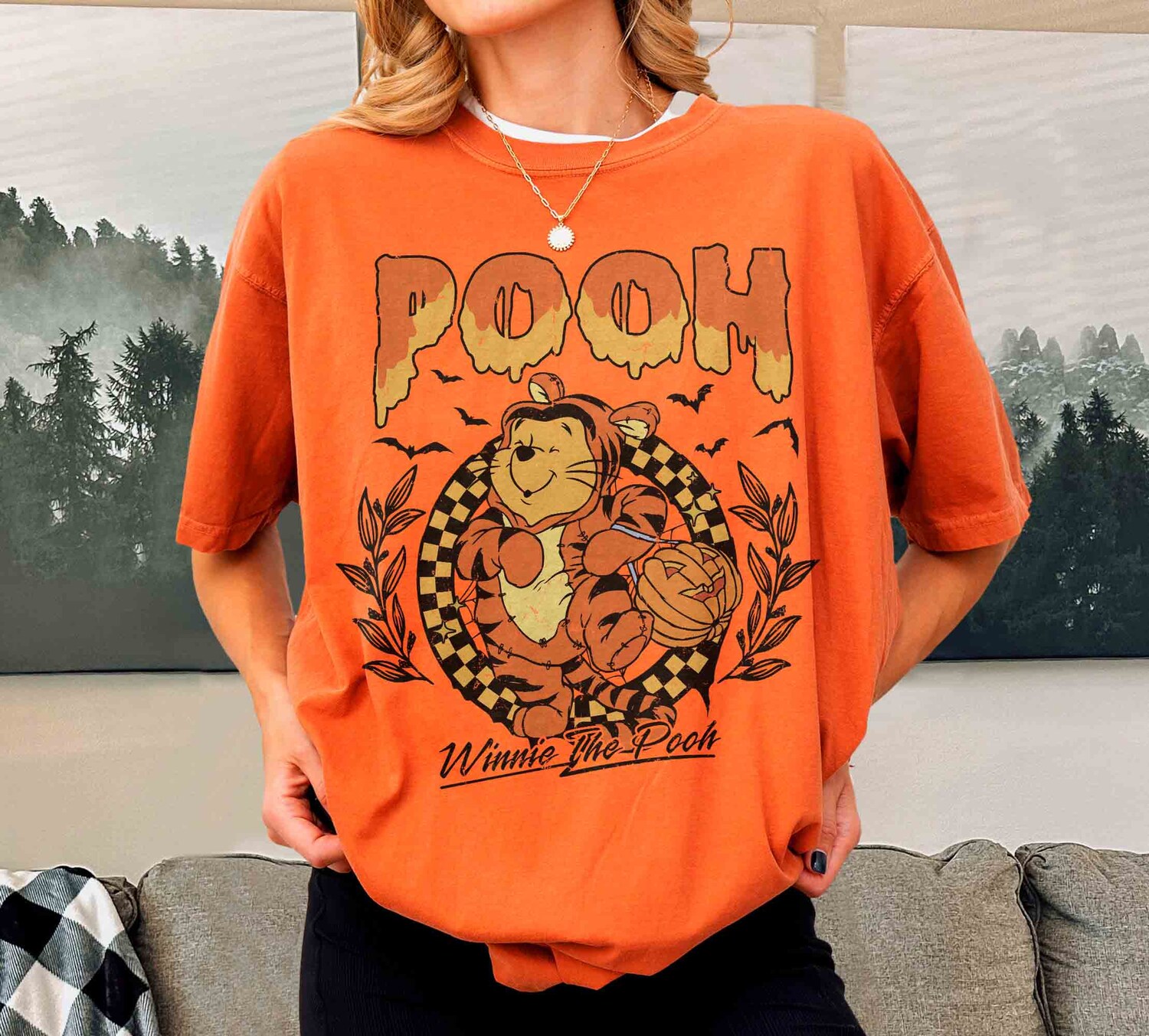 Retro Winnie The Pooh and Tigger Halloween Shirt Couple Halloween Shirt Mickey Not So Scary Party image 2