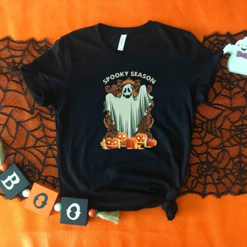 Spooky Season Halloween T-shirt | Funny Fall Shirt | Ghost Costume Tee | Family Halloween Gift image 0