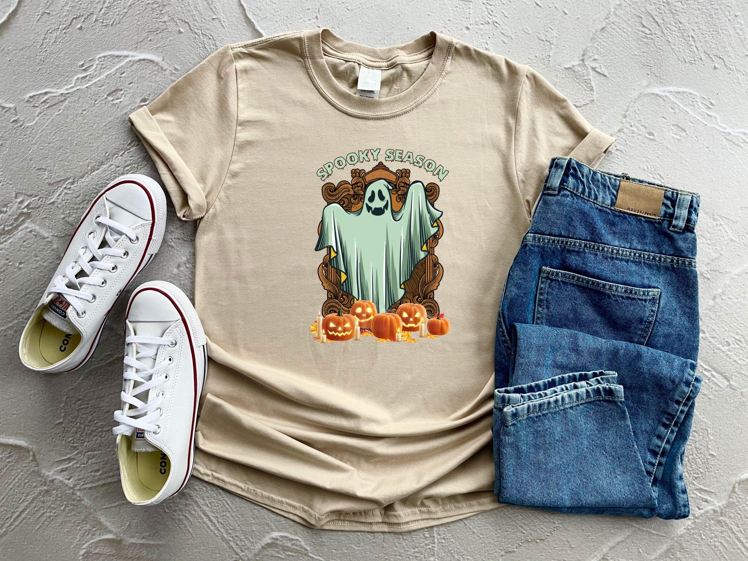 Spooky Season Halloween T-shirt | Funny Fall Shirt | Ghost Costume Tee | Family Halloween Gift image 1